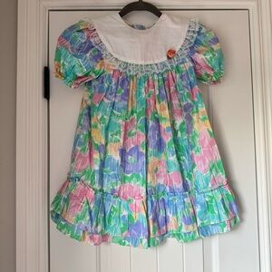 Vintage Girls Floral Peter Pan Collar Lace Dress